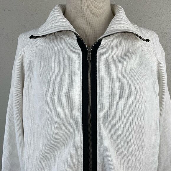 Tommy Hilfiger White Full Zip Sweater Jacket Size XL EUC - Picture 2 of 7